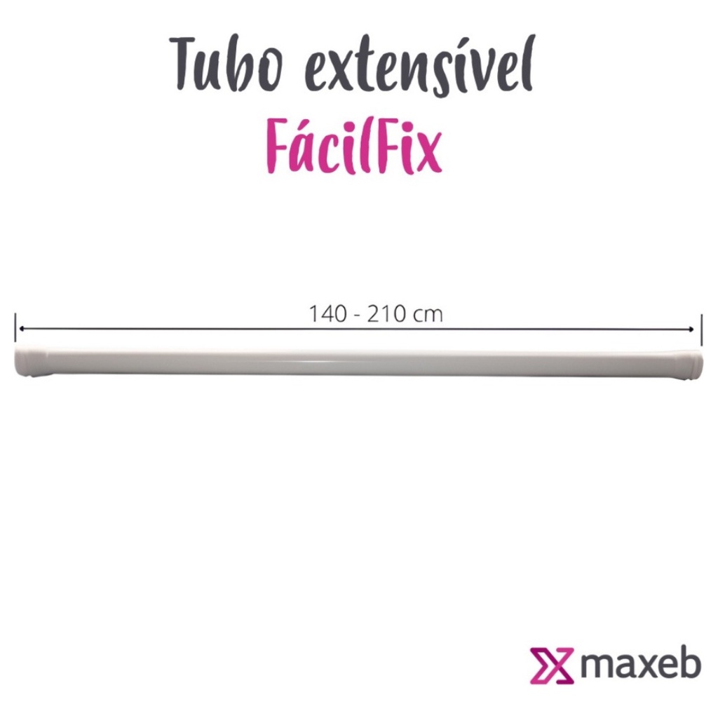 Porta Cortina Box Branco Varão Box Banheiro de 140cm até 210cm Extensível Universal Ajustáve