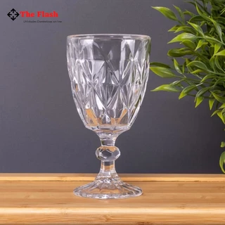 8 Taças Diamante Copo Vidro Transparente Bico De Jaca 340ml