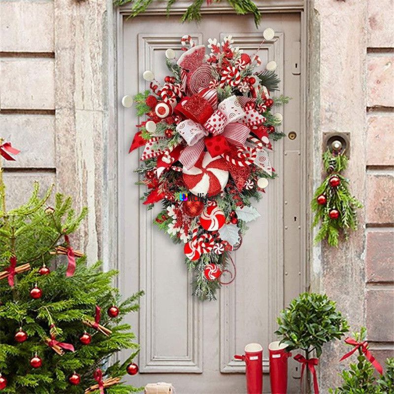 Ornamentos Artificiais De Natal Para A Porta Da Frente
