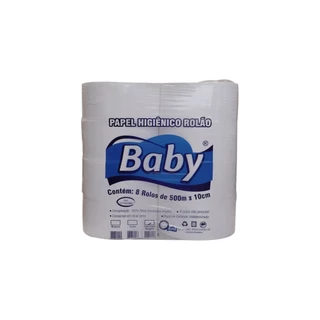 Papel Higiênico Baby Rolão Folha Simples Virgem - 8 Rolos de 500m em Oferta na Shopee