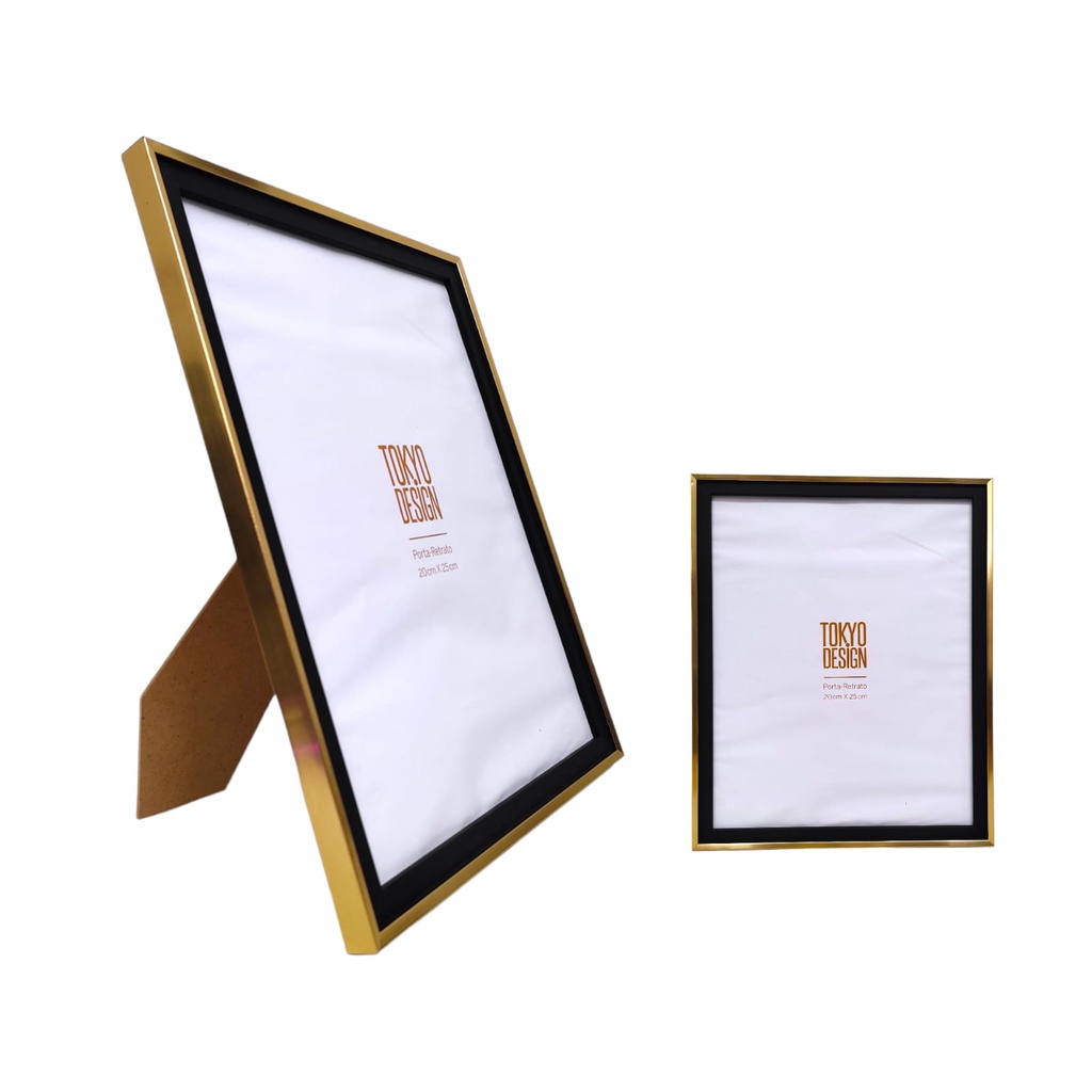 Porta Retrato 20x25 Palmira Dourado Preto MDF Tokyo Design