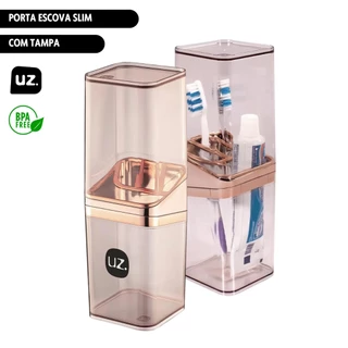 Porta Escova Slim Rose Com Tampa Uz