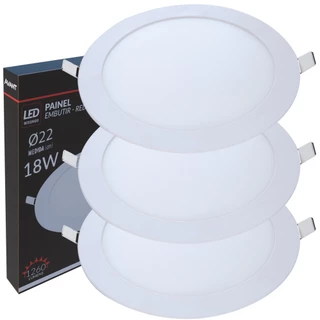 3 Painel Plafon Redondo Embutir 18w Luz Branca Luminária Gesso Forro bv em Oferta na Shopee