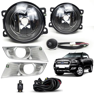 Kit Farol Auxiliar de Milha Moldura Prata Ranger 2016 2017 2018 2019