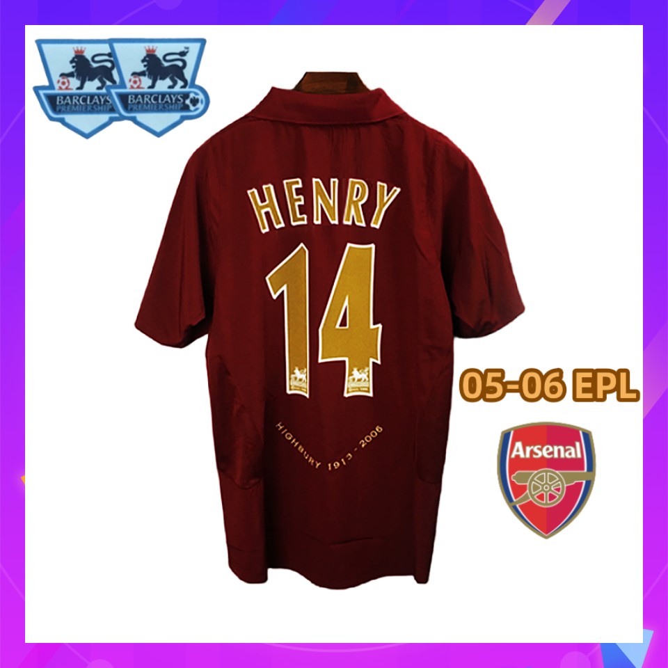 Camisas de Time 05/06 Arsenal retro Casa 2005/2006 Henry No.14 Camisa de futebol Uniformes 【Frete grátis】