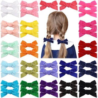 12PCS Baby Girls Hair Bows Clipes De 3,15 Polegadas De Veludo Bow Alligator Cabelo Totalmente Forrados Acessórios Para Crianças De Pequeno Porte