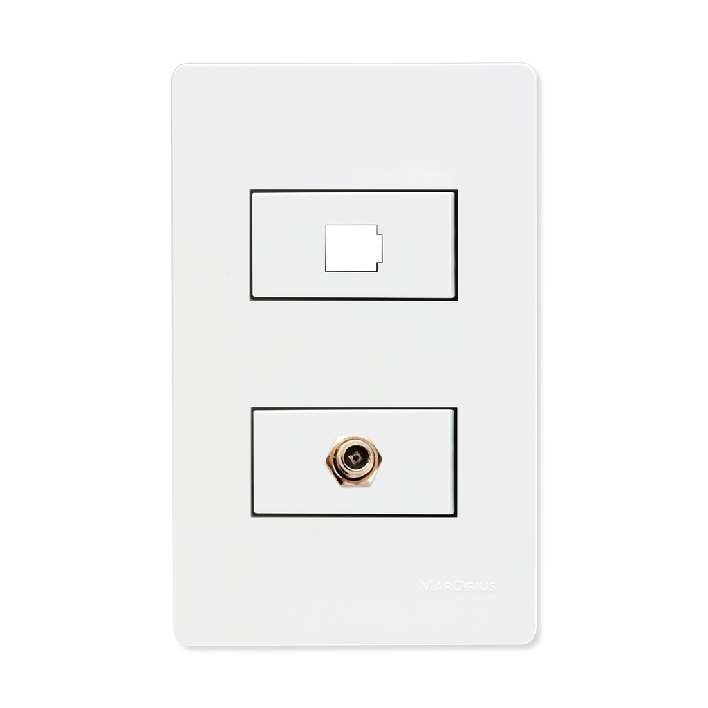 Conjunto Antena TV Coaxial e Módulo Vazio Tomada de Rede RJ45 4X2 ...