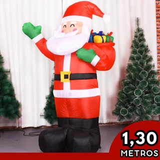 Papai Noel Inflável 1,30m Bivolt Ar Livre Decoração de Natal Jardim Loja Mercado Escritório Enfeite Natalino