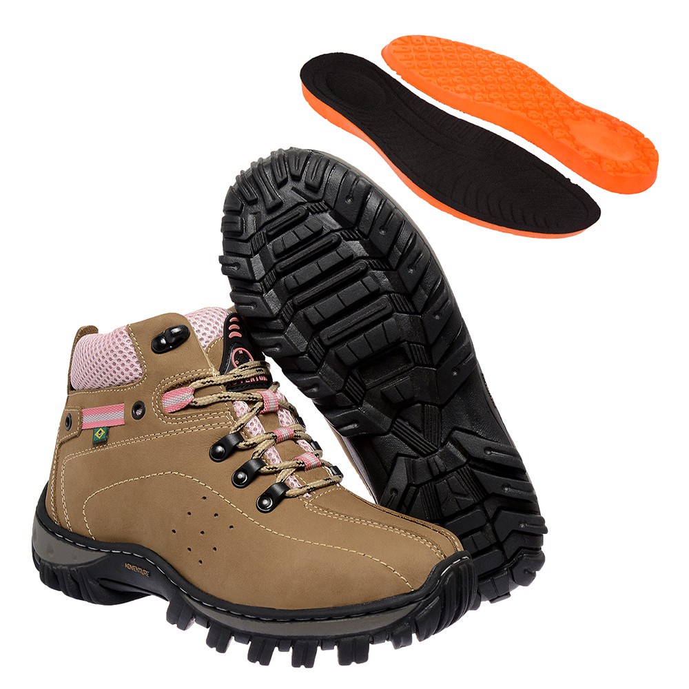 Coturno adventure feminino tênis store cano alto preto com rosa