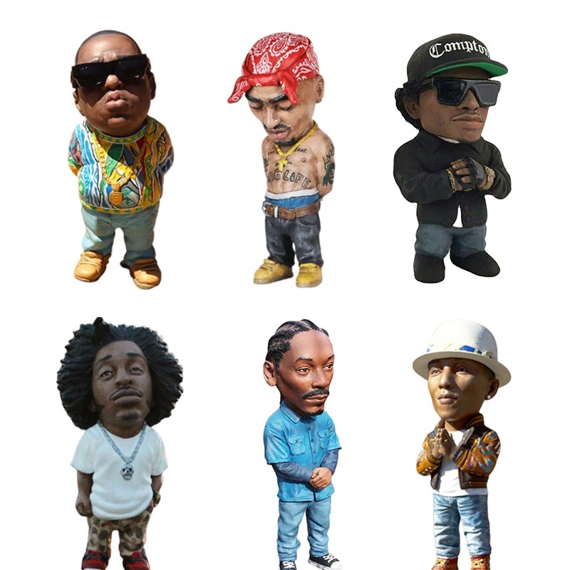 10cm Pequeno Pop Rapper Star Tupac Figura Cool Hip Hop Guy Estátua Criativa Desktop Home Living Room Decoração Biggie Doll