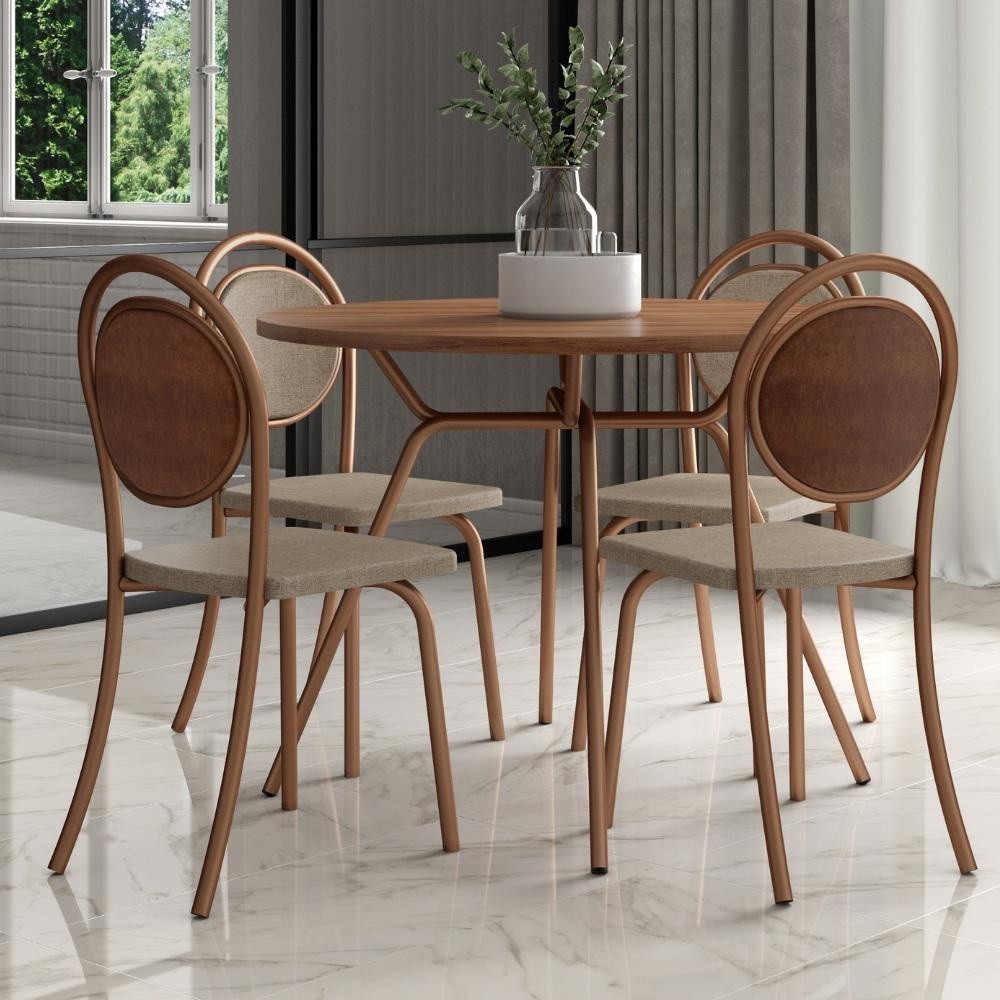 Conjunto Sala de Jantar 4 Cadeiras Nolita Carraro Fre/Ros/Are