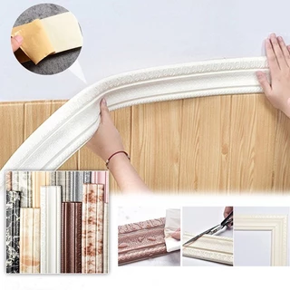 Anti-Colisão Linha De Canto Em Relevo Ecologicamente Correto Espuma 3D Para Parede Cintura À Prova D'água Borda Autocolante De 2,3m Decoração De