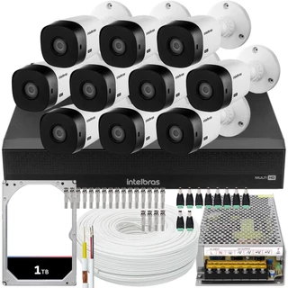 Kit Intelbras 10 câmeras VHL 1120 20m DVR de 16 canais 1 TB