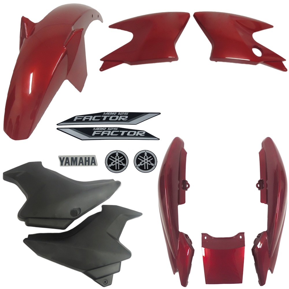 Kit Carenagem Completo e Adesivos Ybr Factor 125 Ano 2009 2010 2011 e 2012