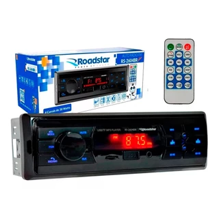 Rádio Automotivo RoadStar FM Bluetooth Cartão SD AUX USB Led MP3 4 Canais 30W Controle Remoto RCA