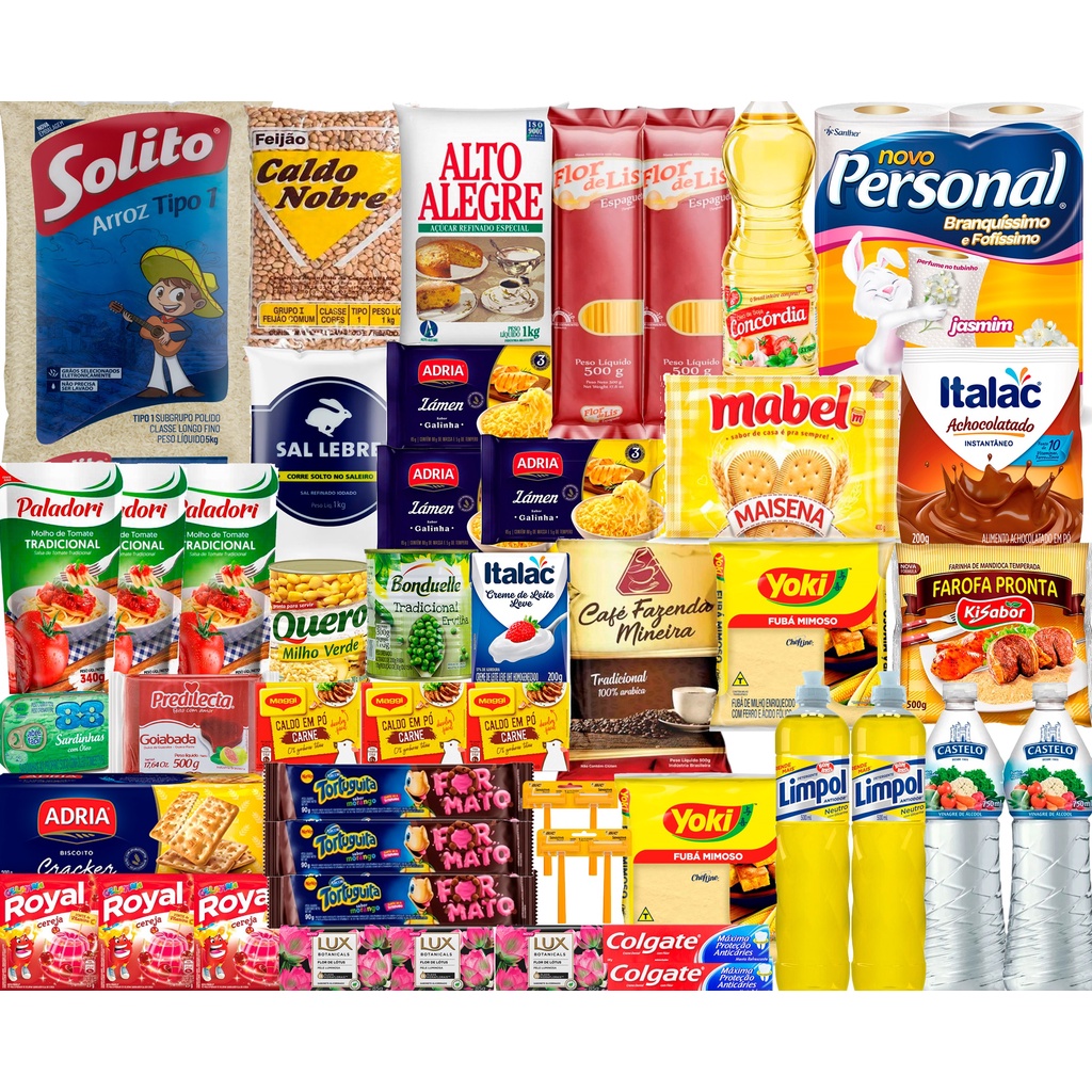 Super Cesta Basica Mensal Completa Produtos Marca 50 Itens | Shopee Brasil