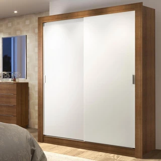 Guarda-Roupa Solteiro Madesa Dallas Plus 2 Portas de Correr 4 Gavetas - Rustic/Branco em Oferta na Shopee