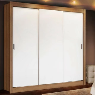 Guarda Roupa Casal Madesa Mônaco 3 Portas de Correr - Rustic/Branco em Oferta na Shopee