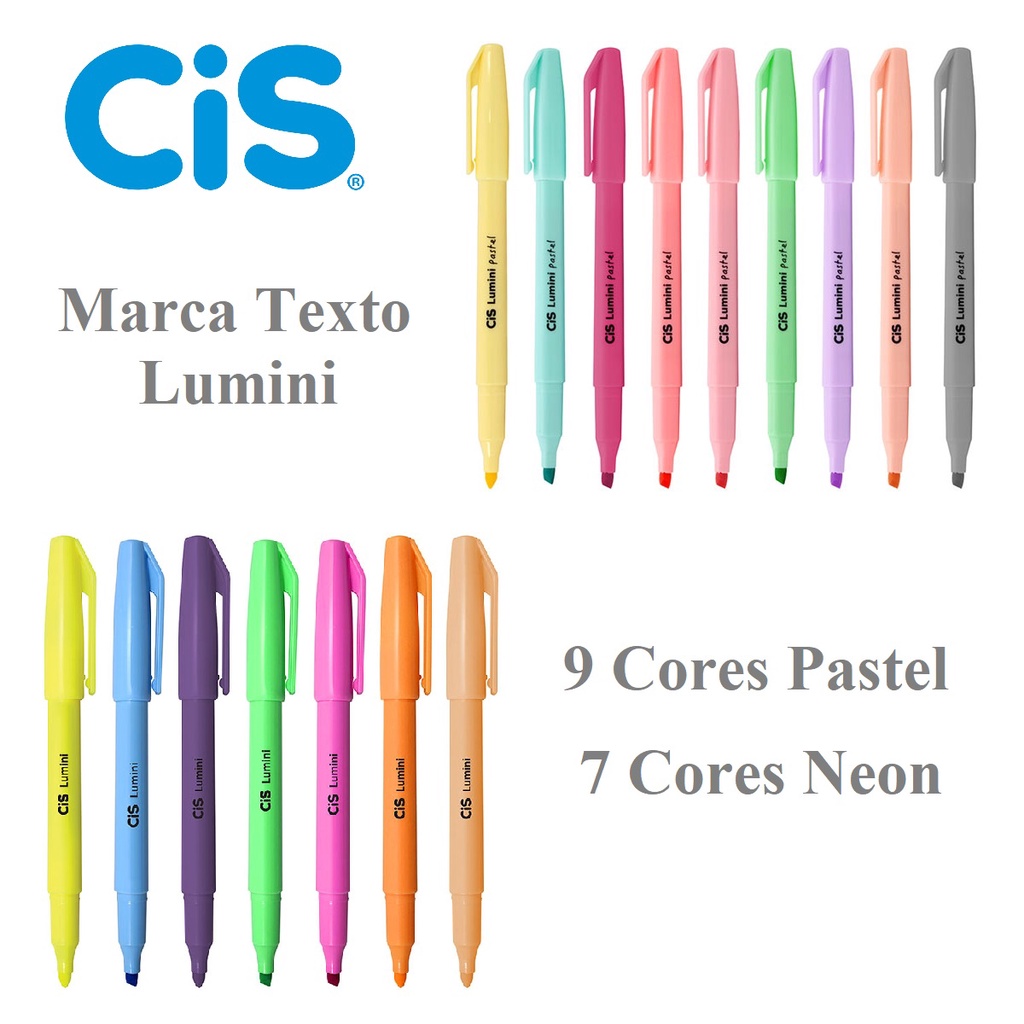  Kit Marca Texto CiS Lumini Pastel, Neon e Cores Novas