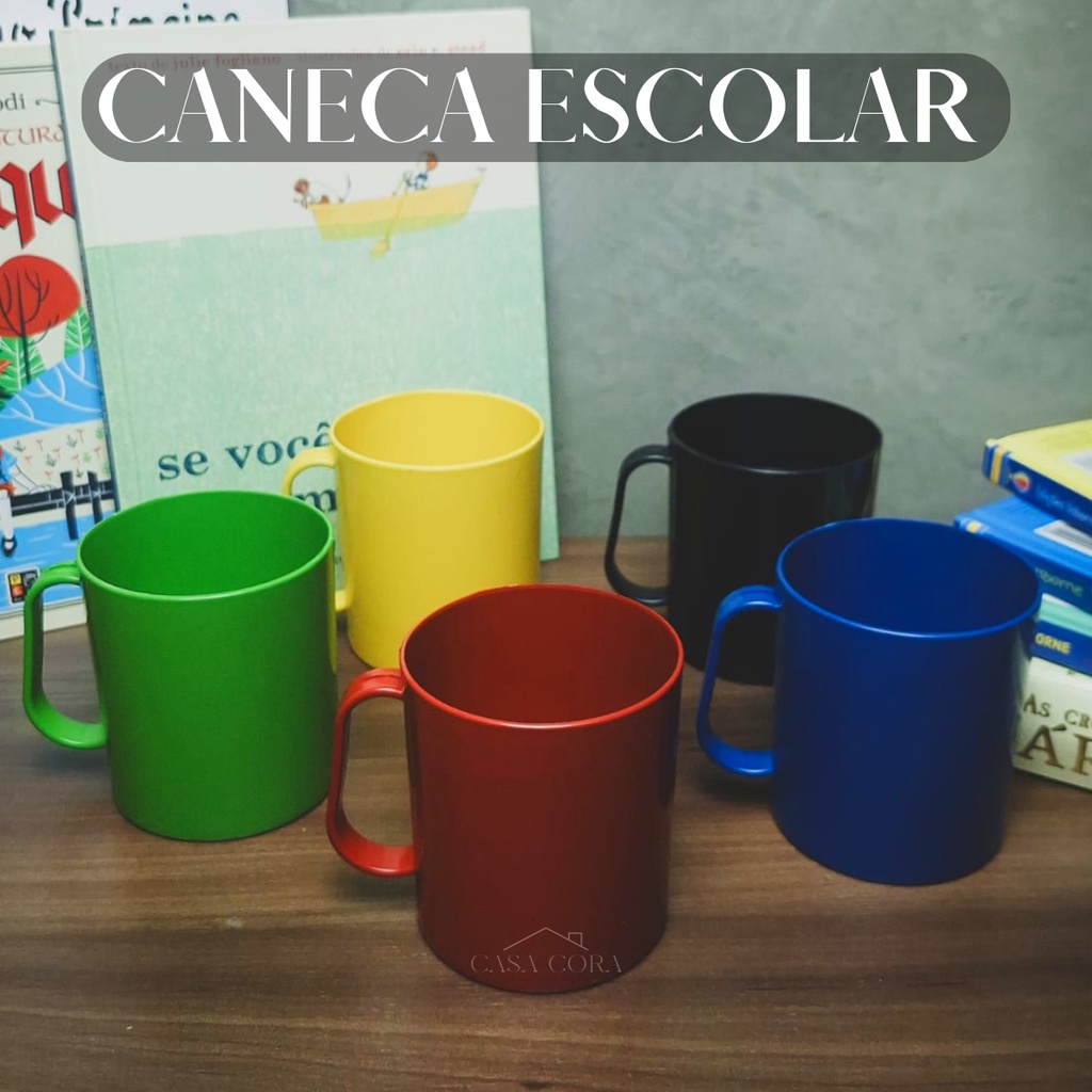 Caneca Escolar Colorida Kit Com 5,10,15,20,25 ou 30un Plástica 300ml Para Escola Cantina Creche Merenda de Crianças.