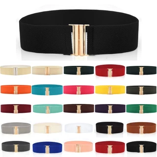 23 Cores ! Cinto Feminino Elástico Largo 50's Stretchy Retro Vintage Cintura Fivela De Ouro
