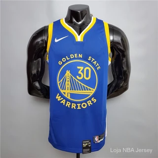 Hot pressed Camisa De Basquete NBA Golden State Warriors #30 Stephen Curry Azul Icon Edition jerseys