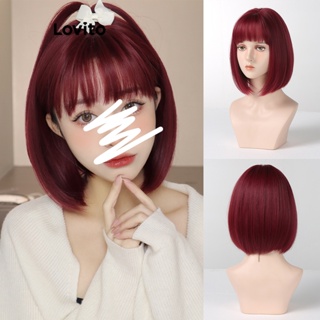 Lovito Cabelo Curto Liso Casual Com Franjas Perucas Da Moda Para Mulheres LCS04168