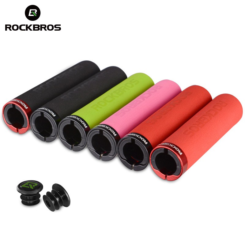 ROCKBROS Punho Manopla De Bicicleta com Trava MTB BMX Silicone Espuma Antiderrapante De Absorção De Choque Suave Ciclismo Bike