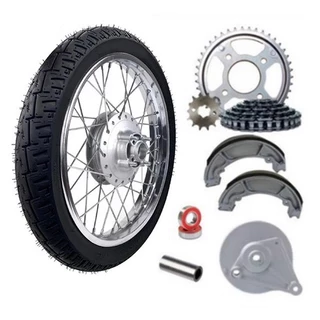 Roda Calha Traseira Raio 4mm Cromado Fan 125 2009 Em Diante Todas Com Relação Pneu Montada Alinhada