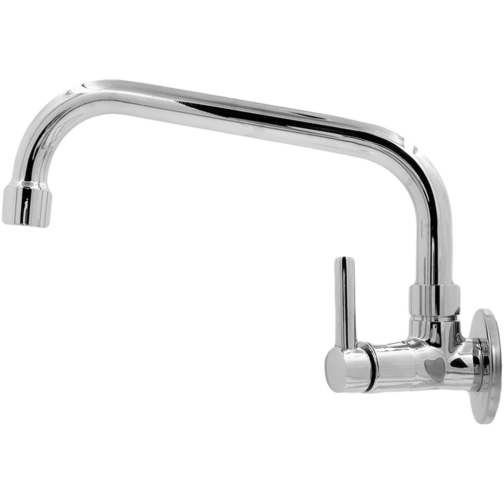 Torneira de Metal Inox de Parede 1/2" Reta Baixa Bica Móvel ¼ Volta Lavatório Banheiro Cozinha 5045B