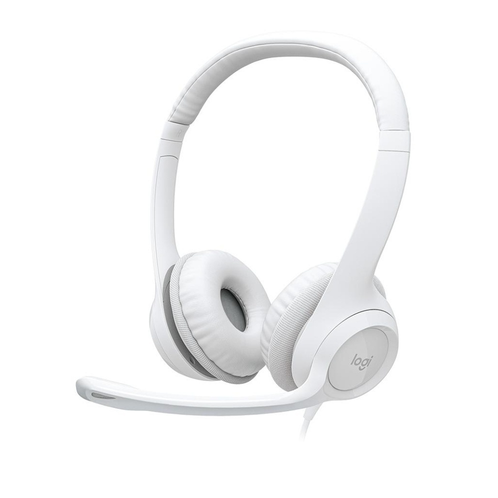 HEADSET COM FIO USB LOGITECH H390 COM ALMOFADAS, CONTROLES DE ÁUDIO INTEGRADO E MICROFONE COM REDUÇÃO DE RUÍDO, BRANCO - 981-001285