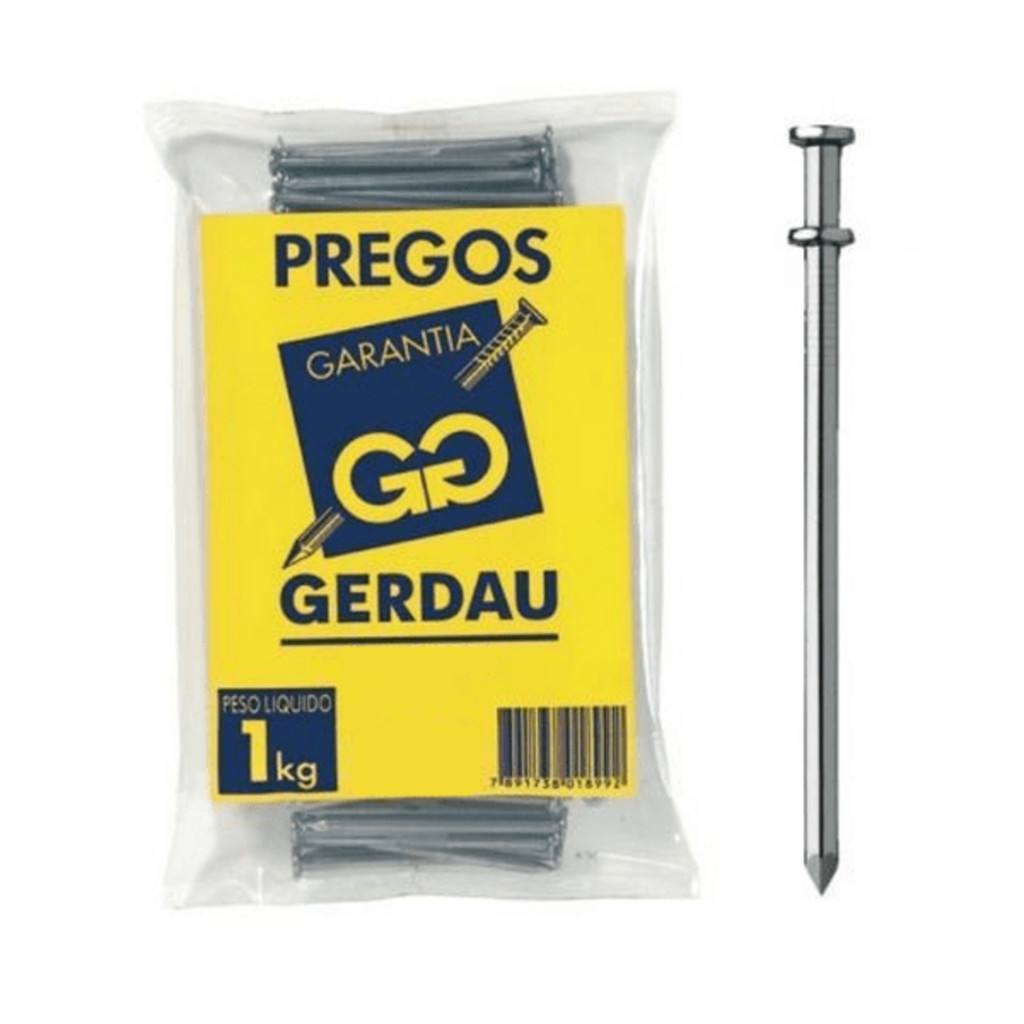 Prego Com Duas Cabeças 17x27 Polido Gerdau - 1kg | Shopee Brasil