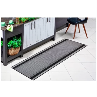 Passadeira Tapete Sisal 0,66M X 1,80M Cinza Antiderrapante Preto Lancer