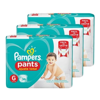 Fralda Descartável Pampers Pants Tamanho G - 3 Pacotes com 36 Fraldas - Total 108 Tiras
