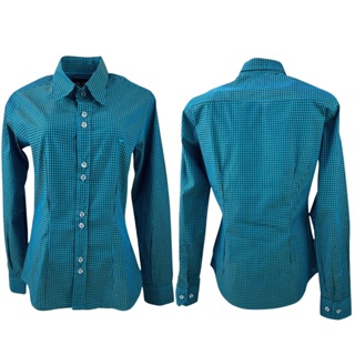 Camisa Feminina Laço Forte Manga Longa Verde Lisa Country 100% Algodão Tecido Leve