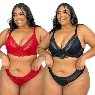 Conjunto Lingerie Plus Size Sem Bojo de Renda