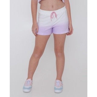 Short Juvenil Moletinho Dip Dye Lilás Off White