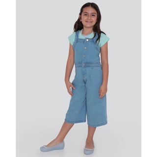 Macacão Jeans Infantil Pantacourt Azul