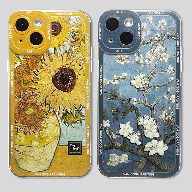 Capa De Celular Para Samsung Galaxy A14 A34 A54 A13 A23 A33 A53 A73 A32 A52 A52S A72 A31 A51 A71 Arte Estética Van Gogh Girassóis Pastoral Paisagem Olhos De Anjo Capas De Silicone Macio