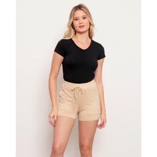 Blusa Feminina Básica Decote V Preta