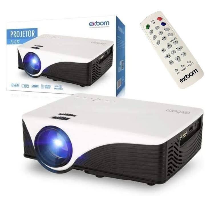 Projetor de Imagem LED PJ-Q72 com USB/HDMI/AUX/VGA 1200 Lumens 120 ...
