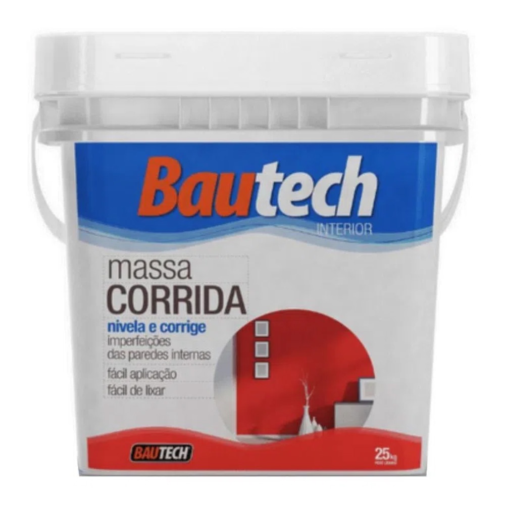 Massa Corrida PVA Branco 25 kg Bautech Para Paredes Internas | Shopee ...
