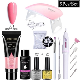 kit 9pc De Extensão Mobray 15ml Manicure Colorido Transparente Cristal De Construção Rápida Gel De Polimento UV Ferramentas Acrílicas Para Unhas
