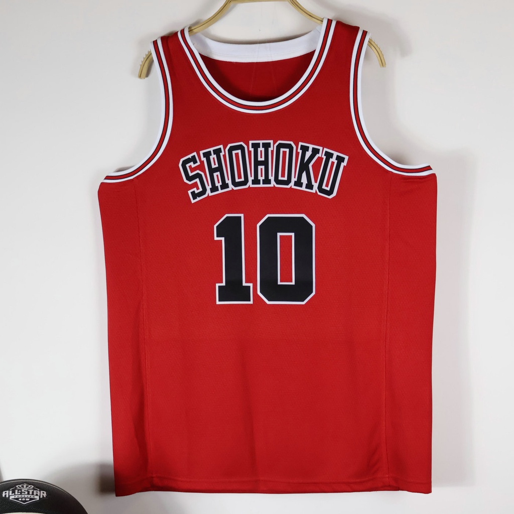 Slam Dunk Shohoku # 10 SAKURAGI 11 Rukawawa 7 MIYAGI 14 MITSUI 4 AKAGI 5 KOGURE 15 KUWATA Jersey Vermelho H Prensado A Calor