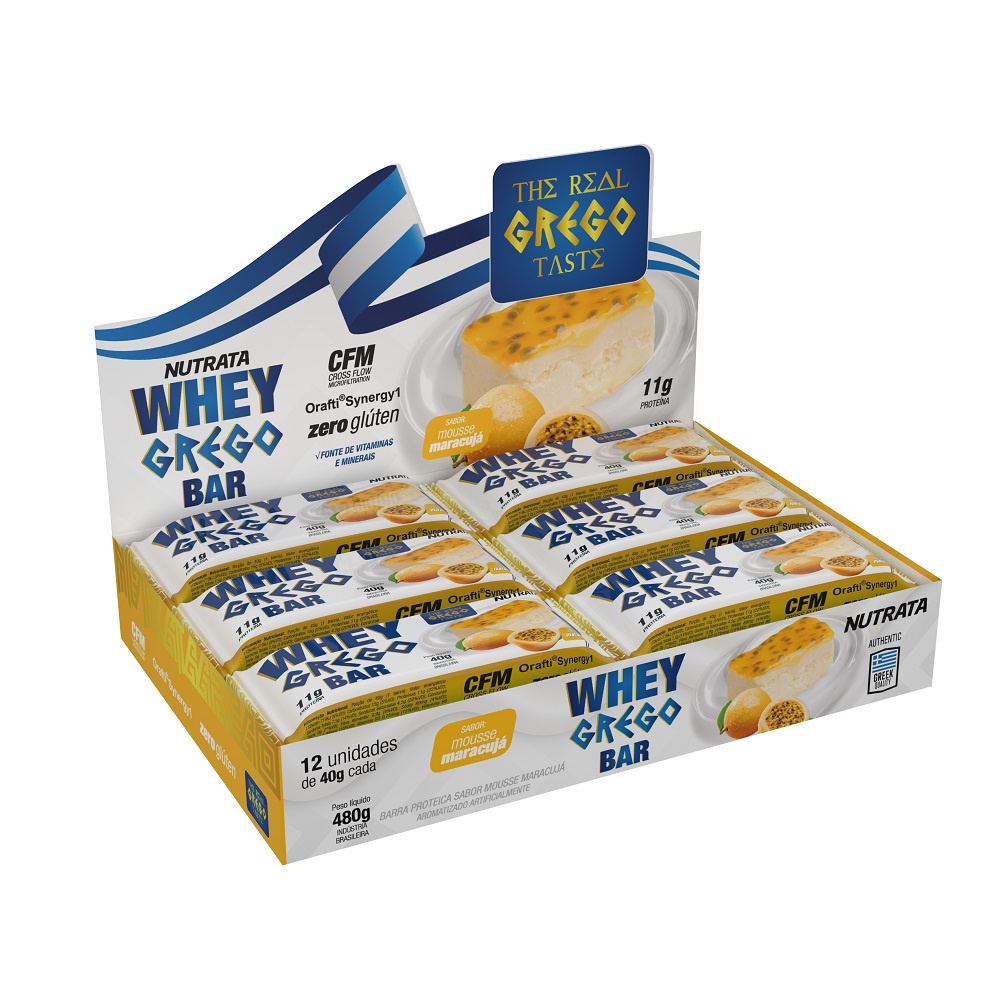 Whey Grego Bar Mousse de Maracujá – Nutrata 12 un.