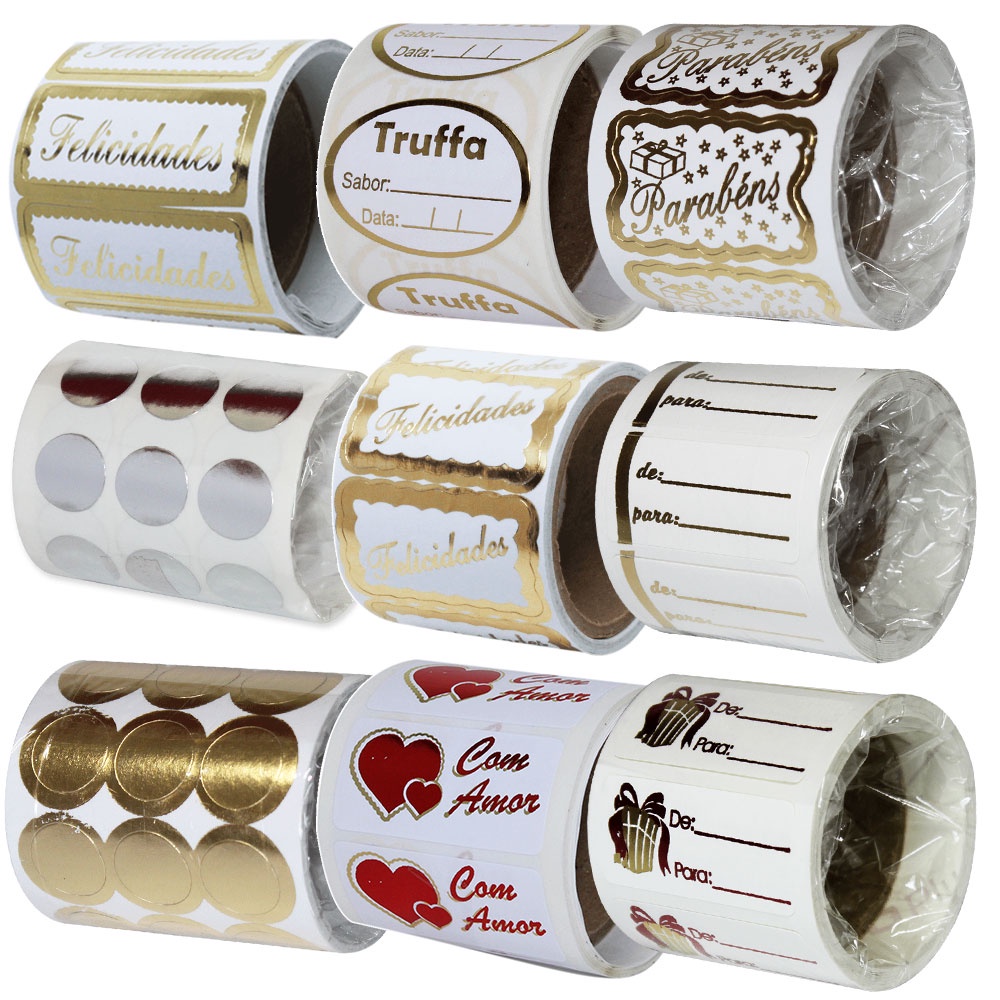 Rolo com 100 Etiquetas Para Presente Tema De: Para: