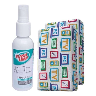 Kit Limpa Telas 2 Esponjas Microfibra +limpa Telas Flashlimp
