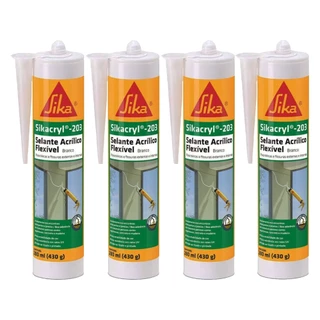 Kit 4 Sikacryl 203 Selante Branco Trinca Fissura Sika 280ml