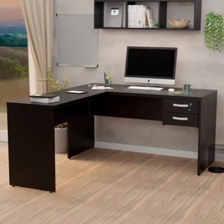 Mesa De Canto Em L Para Escritório 1.60x1.50 Com Gaveteiro