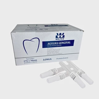 AGULHA GENGIVAL 27G LONGA - CAIXA COM 100 UNIDADES - WILTEX